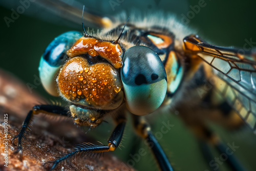 Fascinating shot of a dragonfly. AI Generated