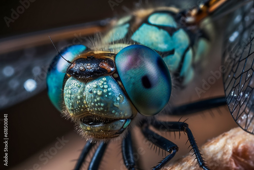 Fascinating shot of a dragonfly. AI Generated