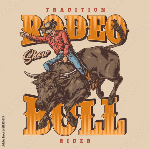 Rodeo rider vintage flyer colorful