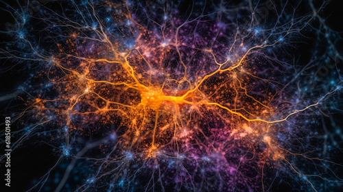 Brainwaves in Motion. Active Neuronal Network. AI Generated