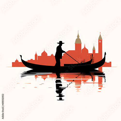 Illustration of the beautiful city of Venice. City of gondoliers, bridges, carnivals and love. Italy