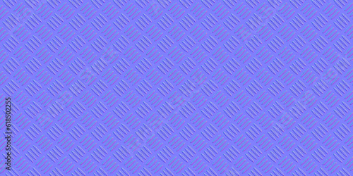 Cuadro en lienzo Seamless scratched and worn grungy diamond embossed metal floor plate normal map background texture