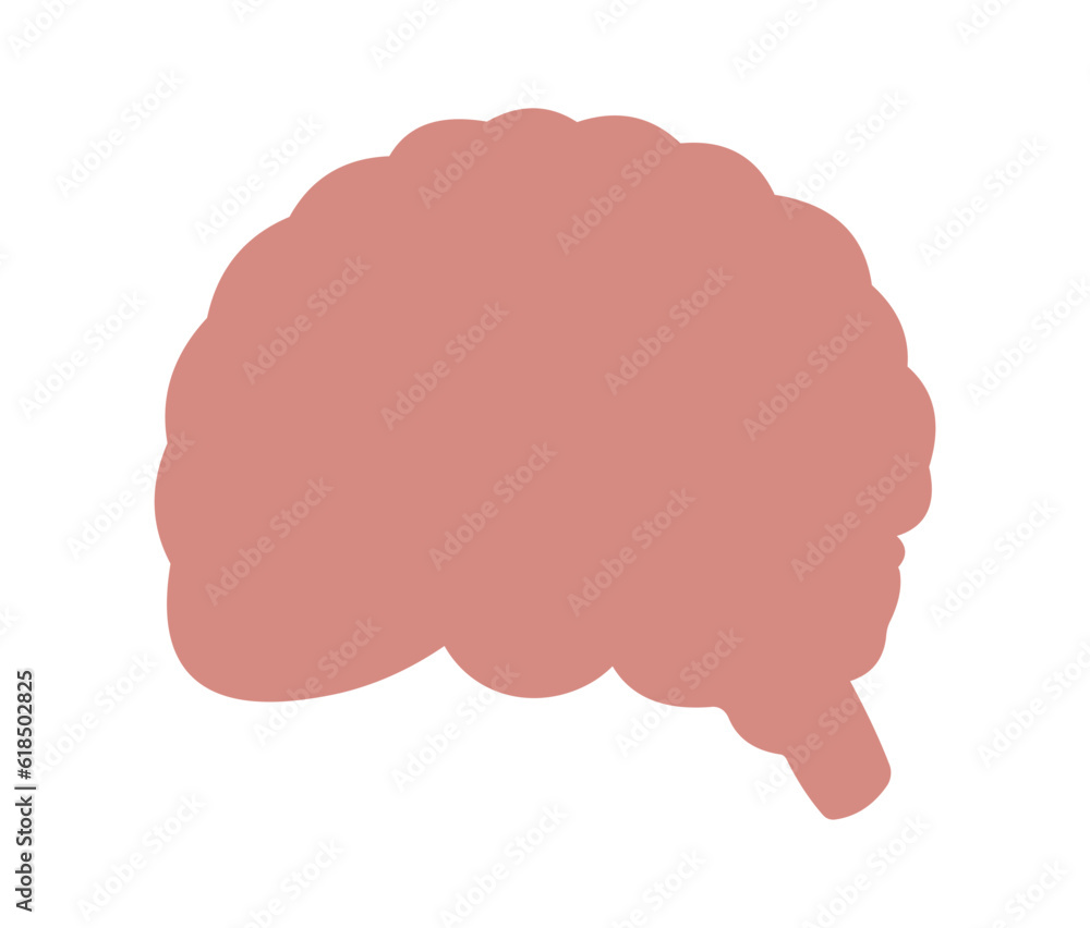 Pink silhouette of human brain. Pink silhouette of human brain.