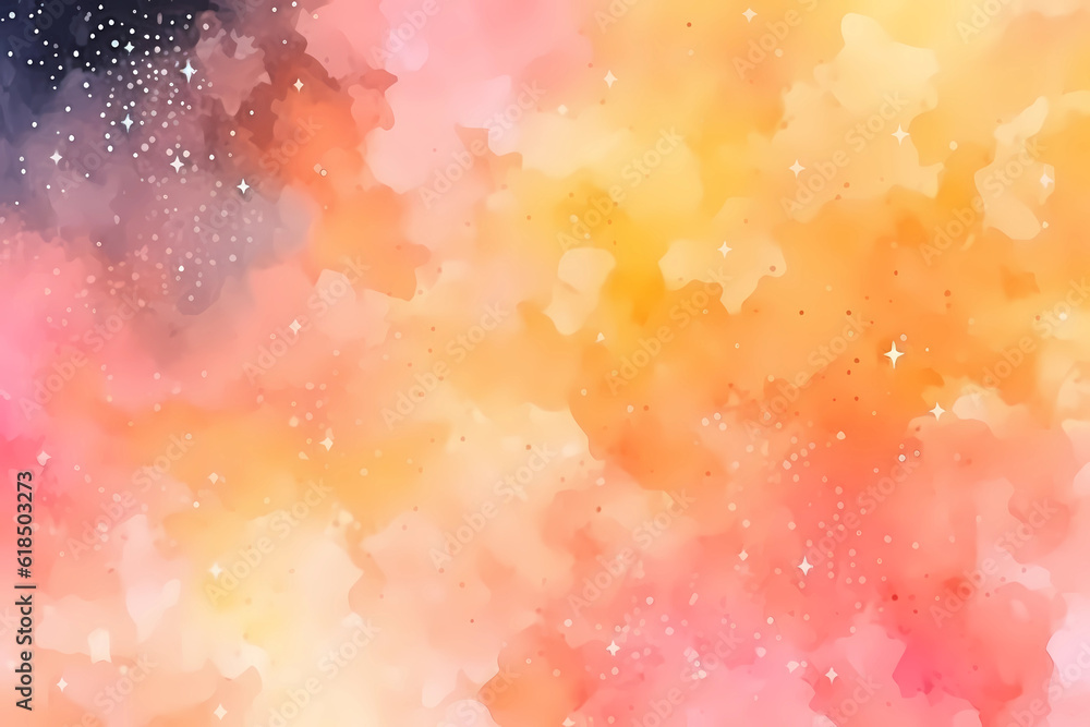 Light yellow and red watercolor space background. View of universe with copy space. Nebula illustration. Light yellow and red watercolor space background. View of universe with copy space. Nebula illustration.