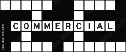 Alphabet letter in word commercial on crossword puzzle background
