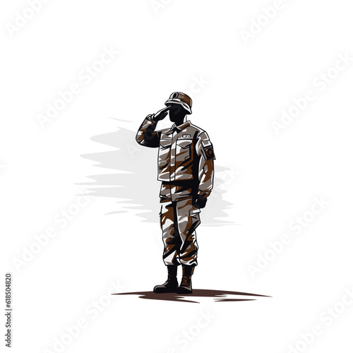 Soldier Uniform Salute uniformed soldier stands vector illustration