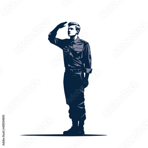 Soldier Uniform Salute uniformed soldier stands vector illustration