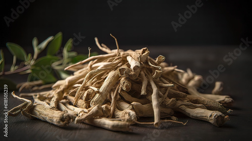 roots of ashwagandha, superfood, fitness supplement, High quality food photography, ashwagandha, ashwa, ashwagandha plant. Generative AI