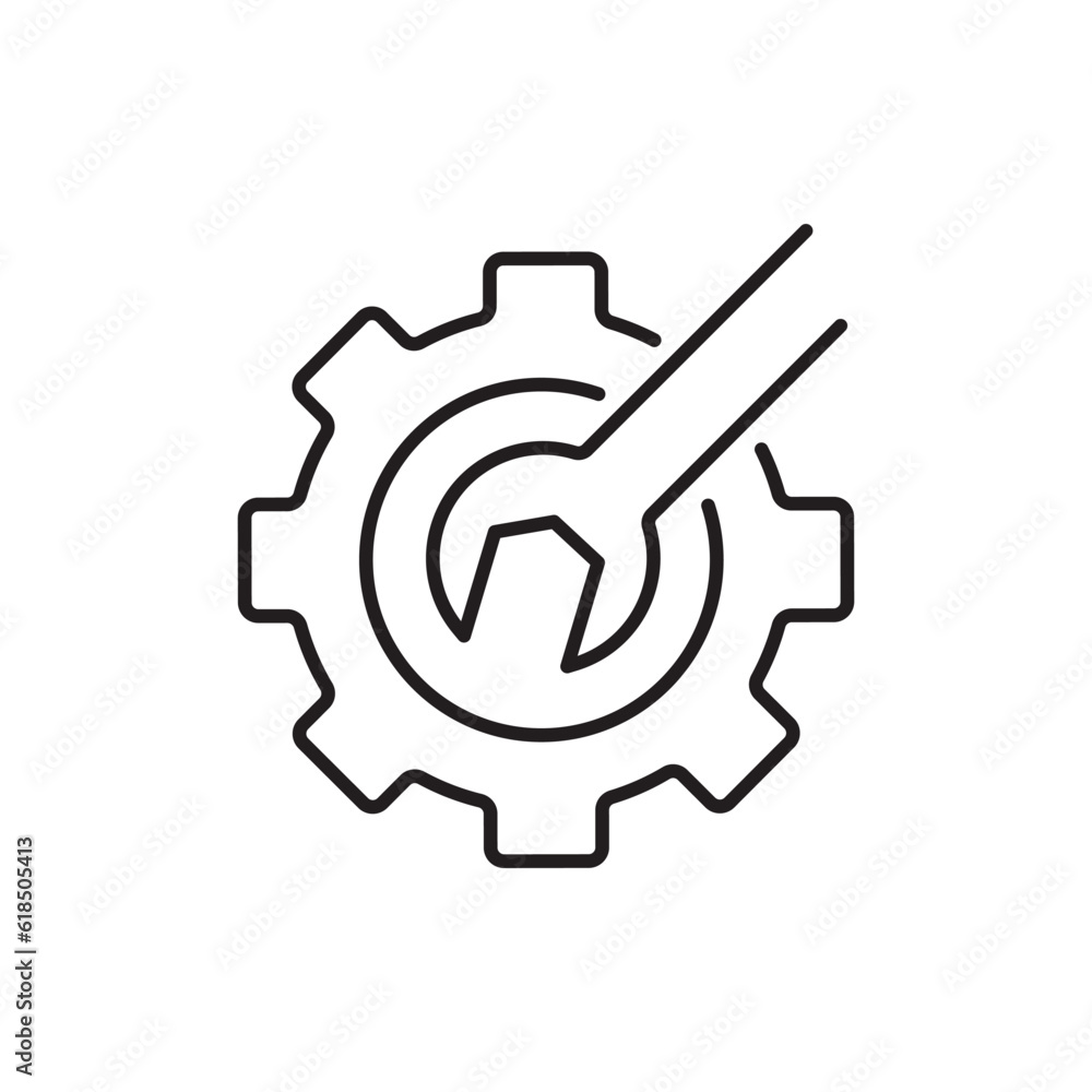 Technical intervention. Changing the process. linear icon isolated on white background Technical intervention. Changing the process. linear icon isolated on white background