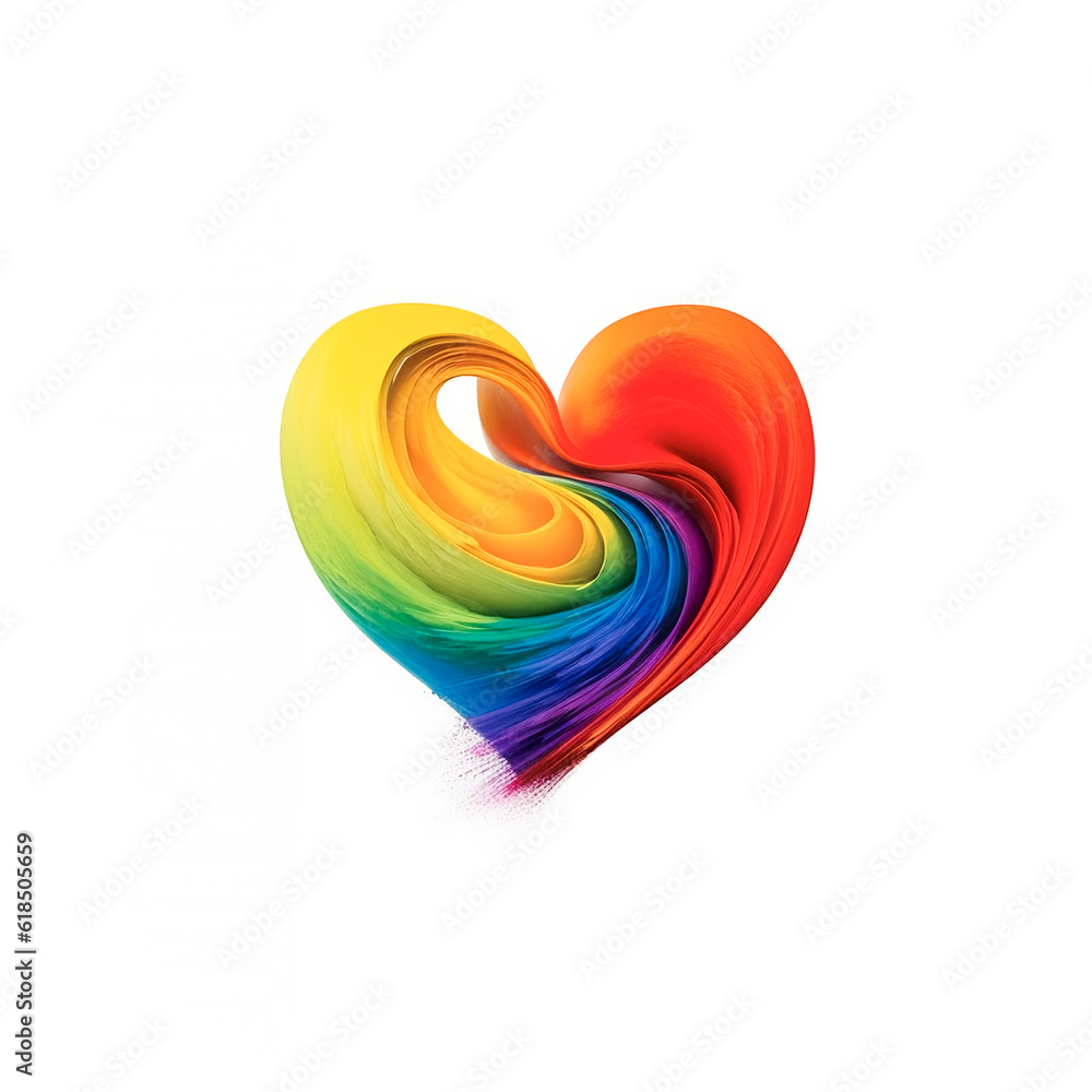Simple heart with pride flag rainbow color. AI Generated Simple heart with pride flag rainbow color. AI Generated