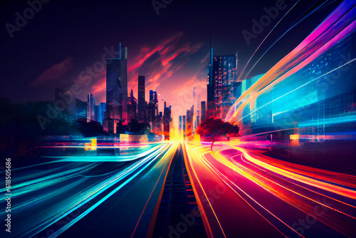 Smart metropolis with lightning-fast information highways . Generative AI