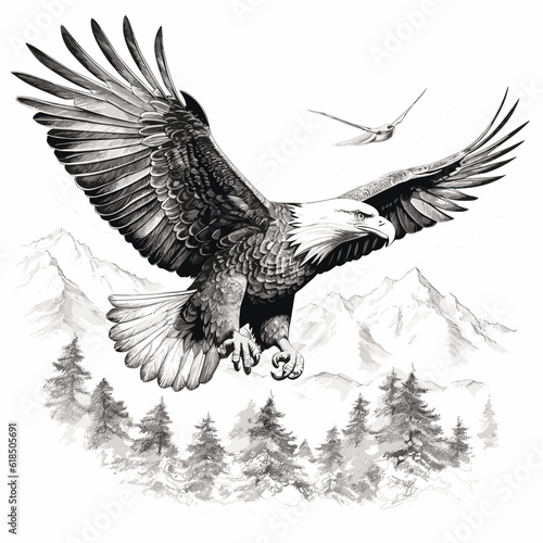 Eagle Freedom Sky American Bald Eagle soaring h vector illustration