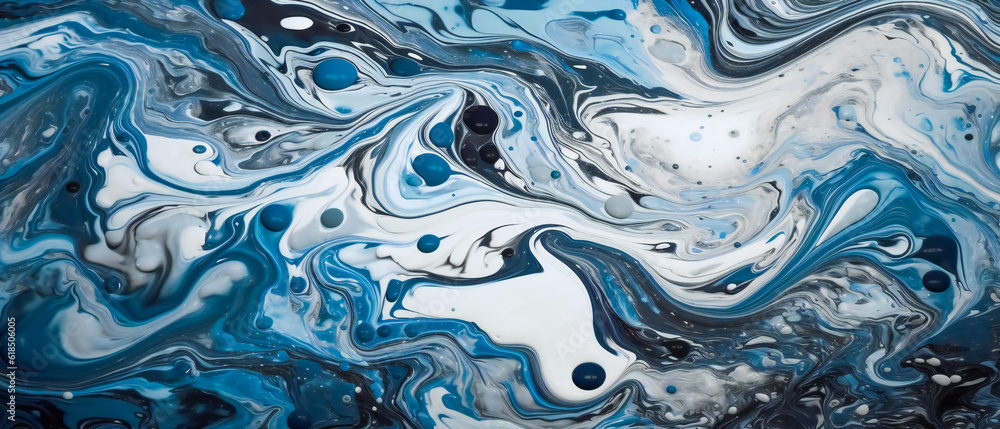 Fototapeta The Textures of blue Marble. Generative AI
