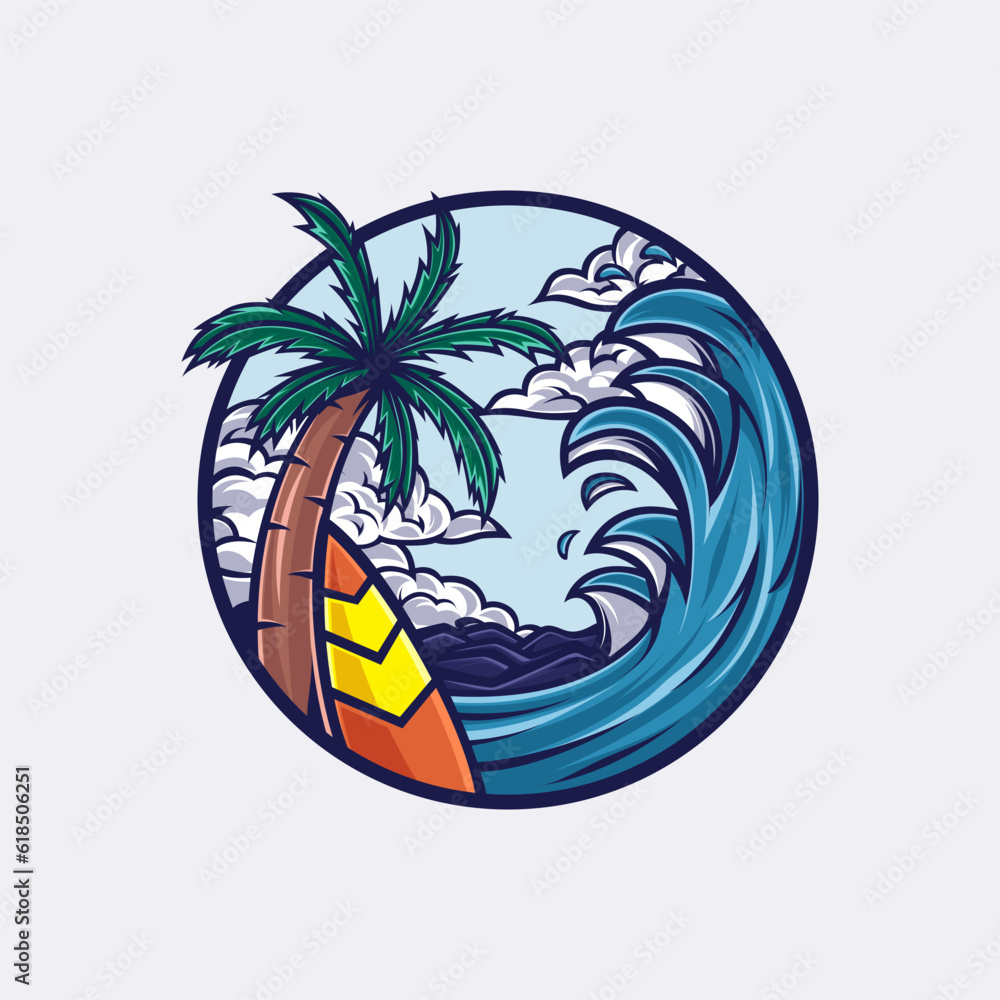 Vector illustration of a logo with a summer beach theme