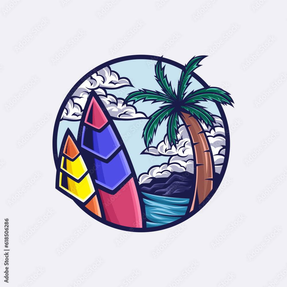Vector illustration of a logo with a summer beach theme