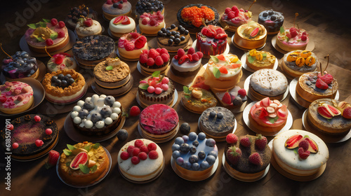 Assortment of the Most Popular Desserts. Gourmet Cakes and Pies. AI Generated