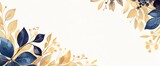 abstract Autumn foliage banner background, branch, twigs and berries, brown navy blue color, Generative Ai