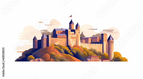 Illustration of beautiful view of Carcassonne, France
