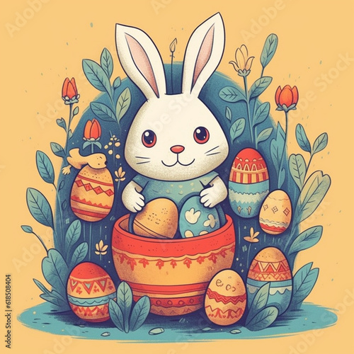 Easter bunny with eggs