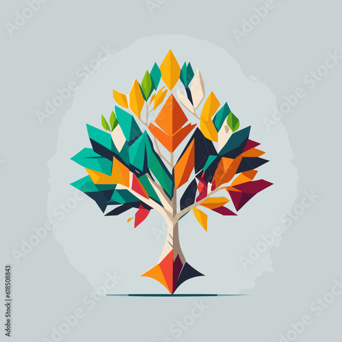 A Colored Emblem Logo_that contains the tree of lifeA Colored VECTOR Emblem Logo_that contains the tree of life photo