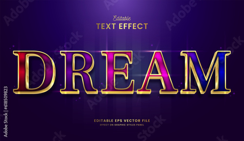 decorative colorful dream editable text effect vector design