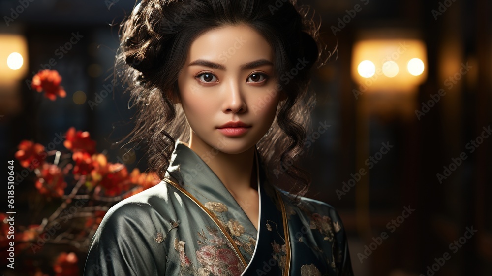Illustration of a fashion portrait, AI Generated Illustration of a fashion portrait, AI Generated
