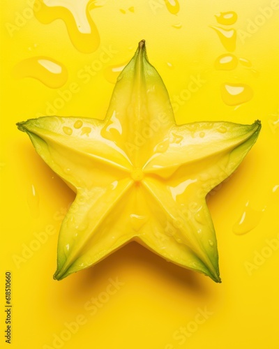 Starfruit on yellow background