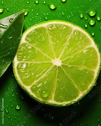 Lime on green background