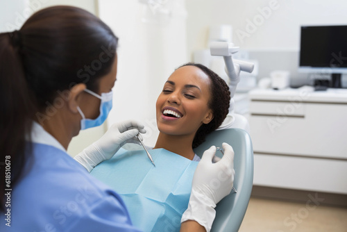 female dentist working