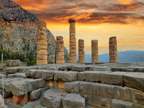 greece delphi appolo temple columns ancient photo
