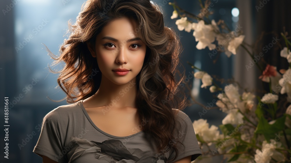 Illustration of a fashion portrait, AI Generated Illustration of a fashion portrait, AI Generated