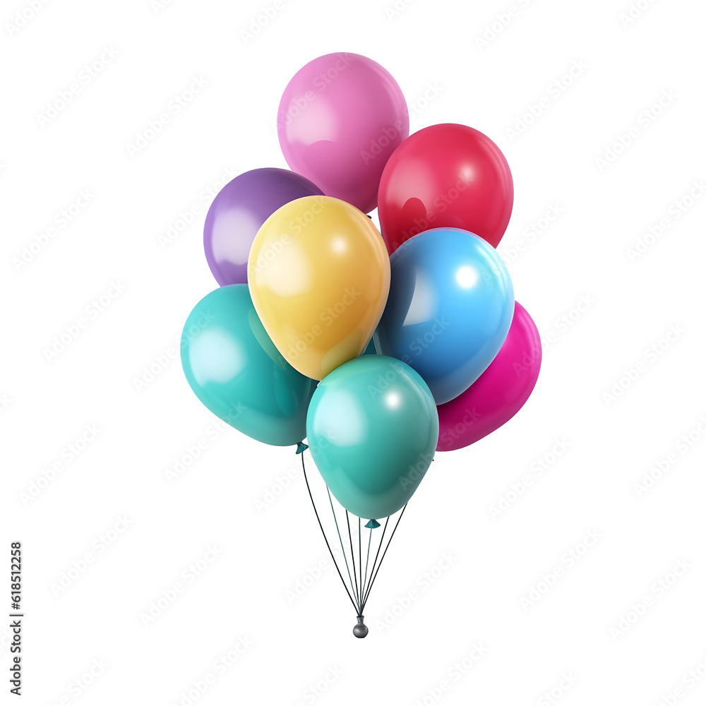 3d blender of birthday ballons, isolated 3d blender of birthday ballons, isolated