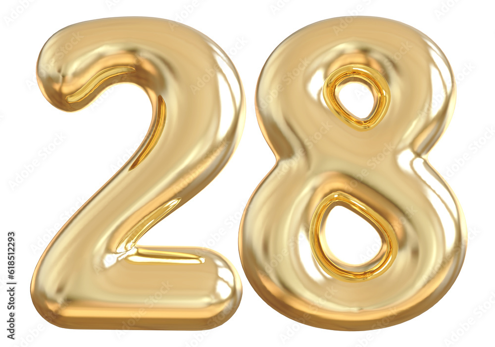 28 Number Gold Balloon 28 Number Gold Balloon