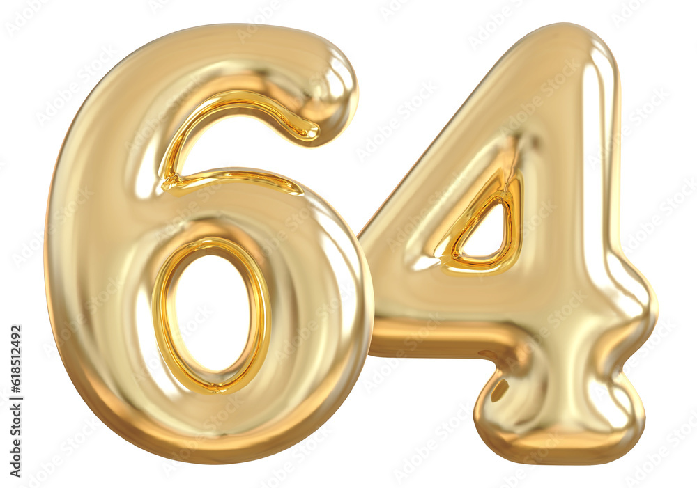 64 Number Gold Balloon 64 Number Gold Balloon