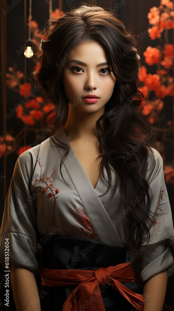 Illustration of a fashion portrait, AI Generated Illustration of a fashion portrait, AI Generated
