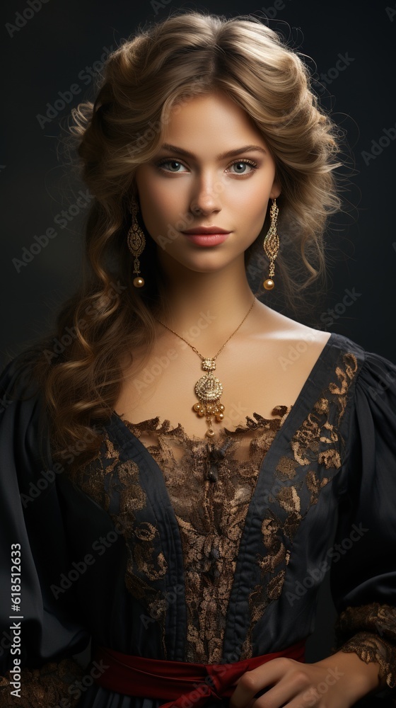 Illustration of a fashion portrait, AI Generated Illustration of a fashion portrait, AI Generated
