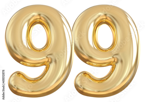 99 Number Gold Balloon