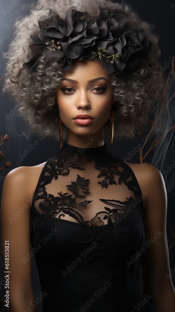 Illustration of a fashion portrait, created as a generative artwork using AI. Illustration of a fashion portrait, created as a generative artwork using AI.