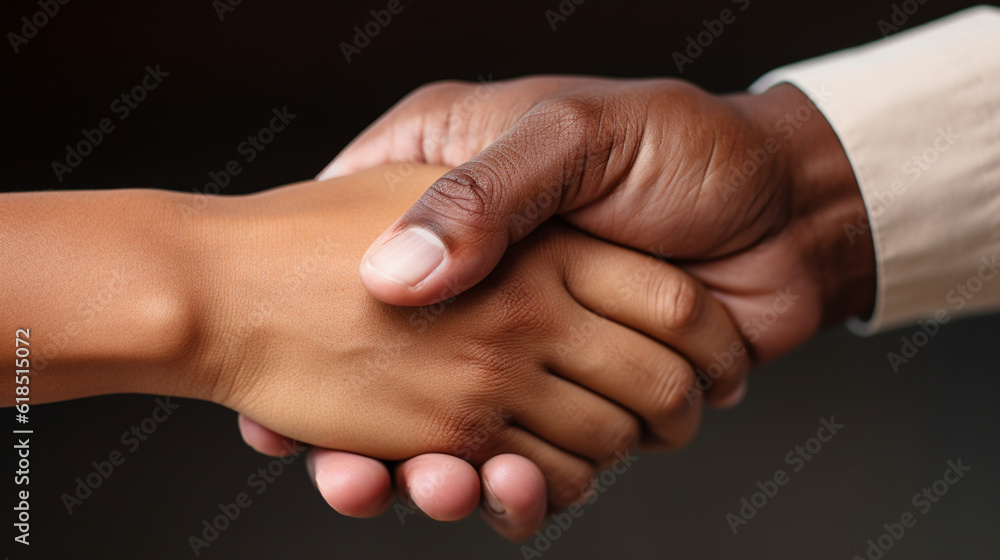 A close-up of two hands intertwined, showcasing the bond and trust between friends Generative AI