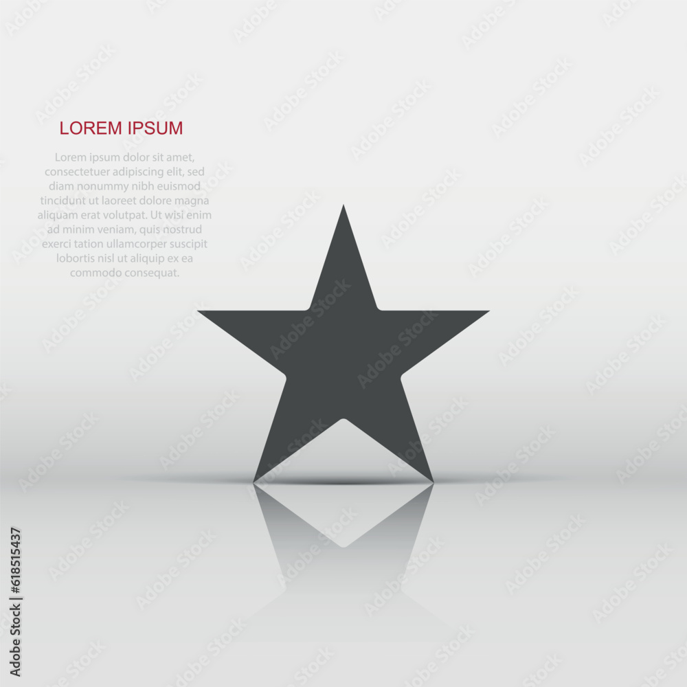 Obraz premium Star icon in flat style. Shape vector illustration on white isolated background. Geometric emblem business concept.