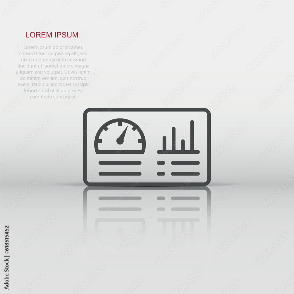Dashboard icon in flat style. Finance analyzer vector illustration on ...