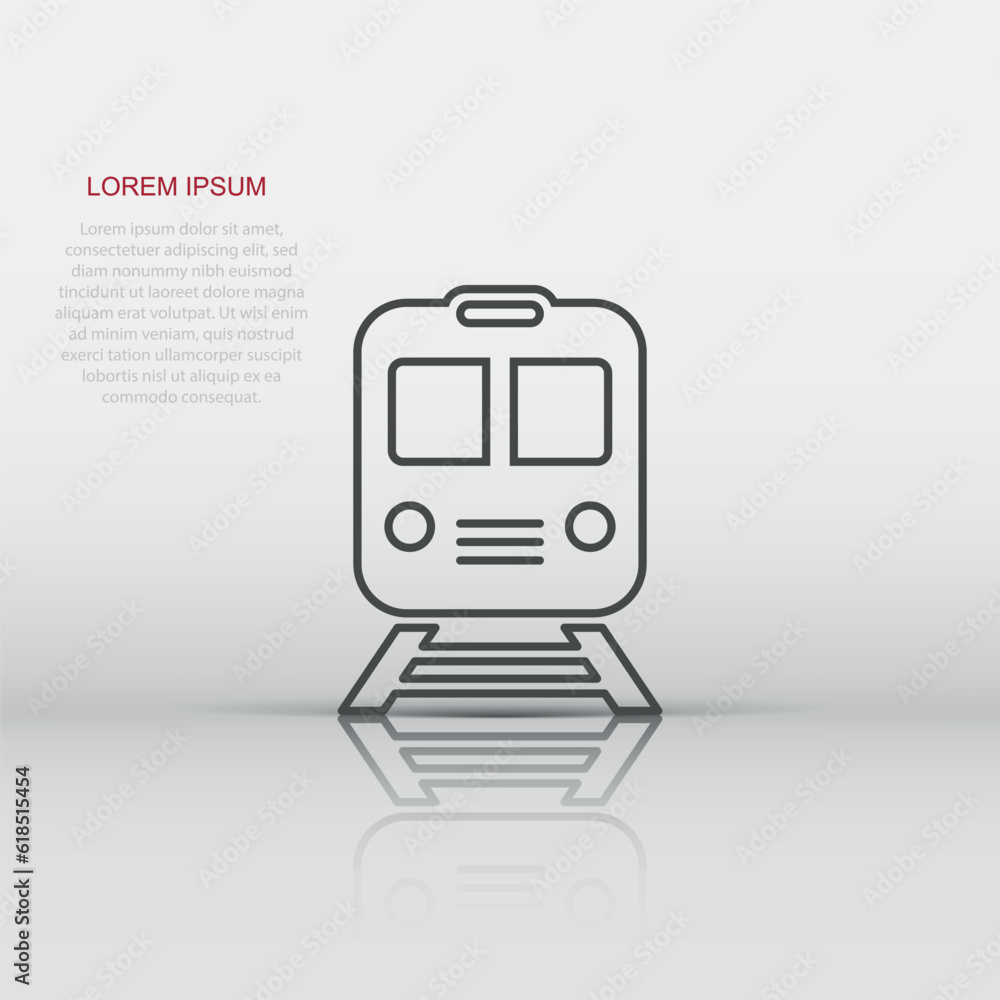 Metro icon in flat style. Train subway vector illustration on white isolated background. Railroad cargo business concept. Metro icon in flat style. Train subway vector illustration on white isolated background. Railroad cargo business concept.
