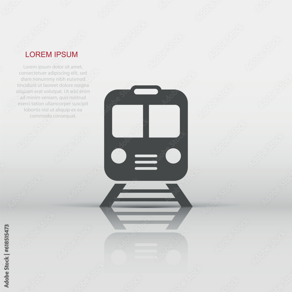 Metro icon in flat style. Train subway vector illustration on white isolated background. Railroad cargo business concept. Metro icon in flat style. Train subway vector illustration on white isolated background. Railroad cargo business concept.