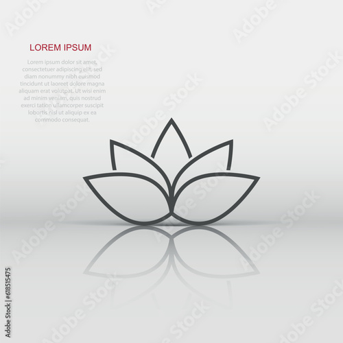 Lotus icon in flat style. Flower leaf vector illustration on white isolated background. Blossom plant business concept.