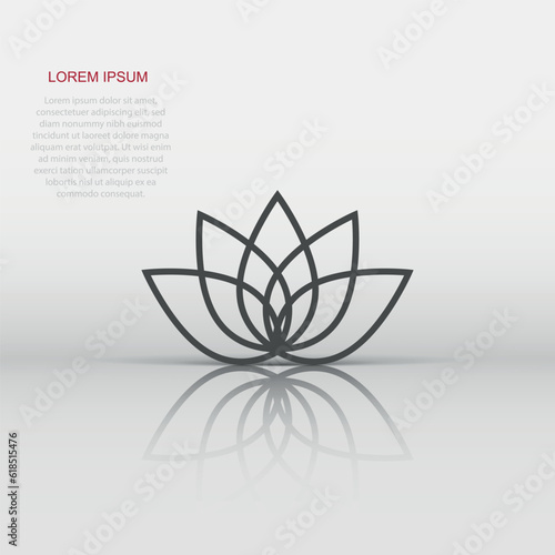 Lotus icon in flat style. Flower leaf vector illustration on white isolated background. Blossom plant business concept.