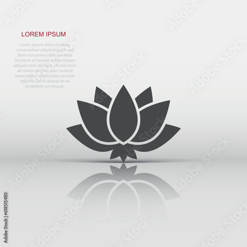 Lotus icon in flat style. Flower leaf vector illustration on white isolated background. Blossom plant business concept.