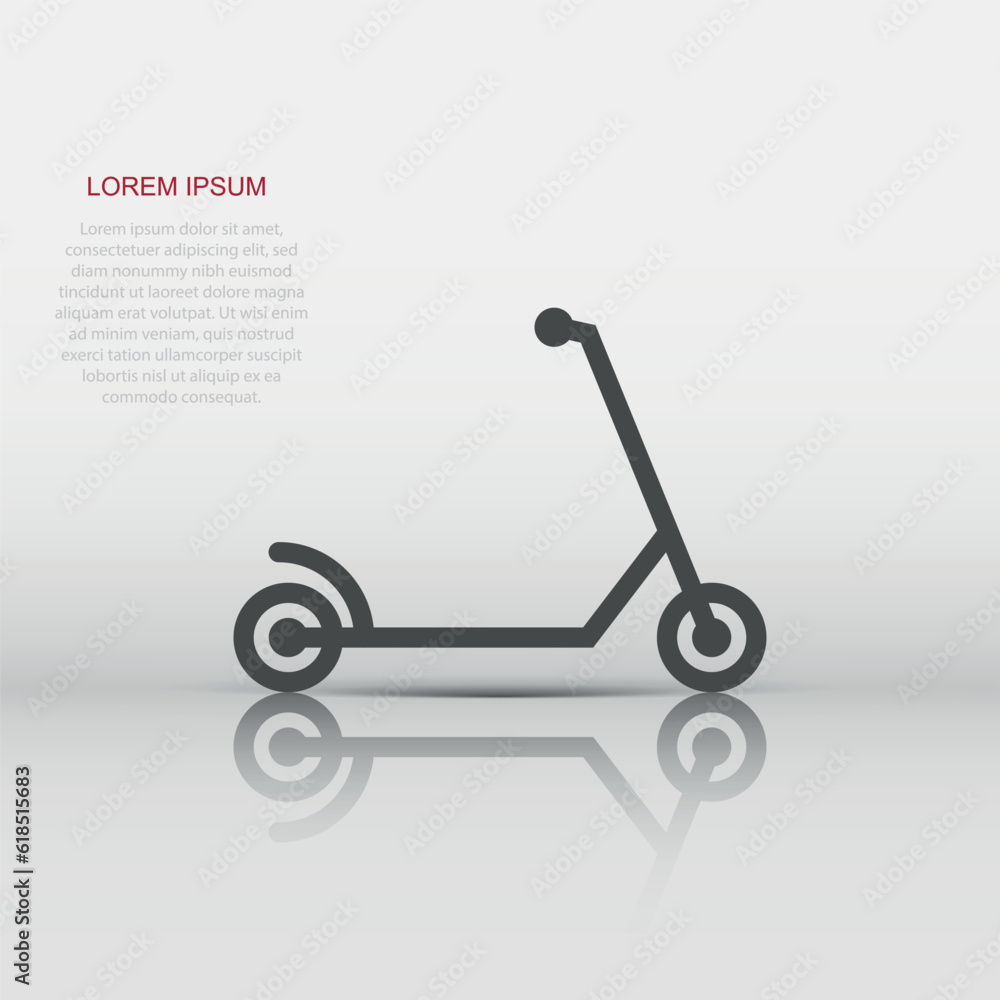 Electric scooter icon in flat style. Bike vector illustration on white isolated background. Transport business concept. Electric scooter icon in flat style. Bike vector illustration on white isolated background. Transport business concept.