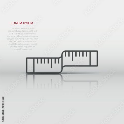 Measure tape icon in flat style. Ruler sign vector illustration on white isolated background. Meter business concept.