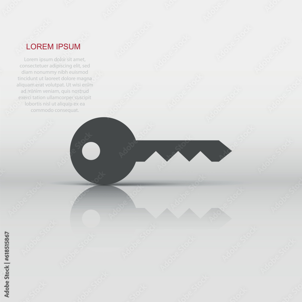Key icon in flat style. Password vector illustration on white isolated background. Access business concept. Key icon in flat style. Password vector illustration on white isolated background. Access business concept.