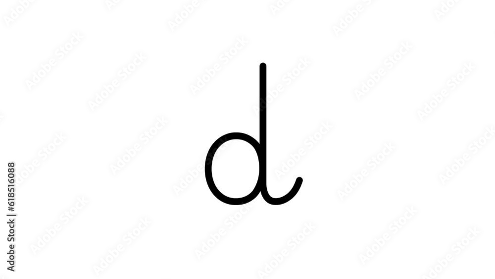 D letter small writing cartoon animation. Compatibile part of alphabet ...